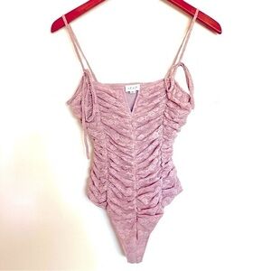 Le Lis Pink Lace Bodysuit Size Small